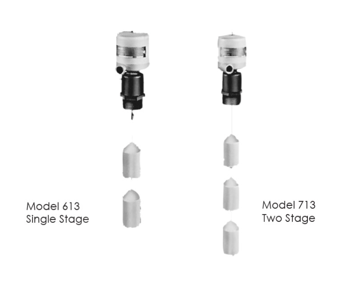 613_713 Top Mounted Level Control Switches Porcelain Displacers